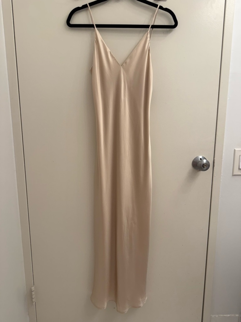 L'AGENCE Soft Beige Satin Slip Dress